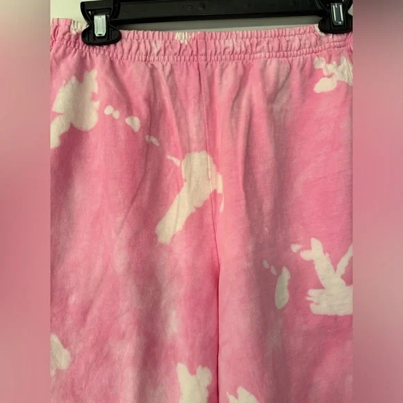 SPORTY & RICH Pink Tie Dye Cotton Jersey Shorts Size Medium - Picture 7 of 10
